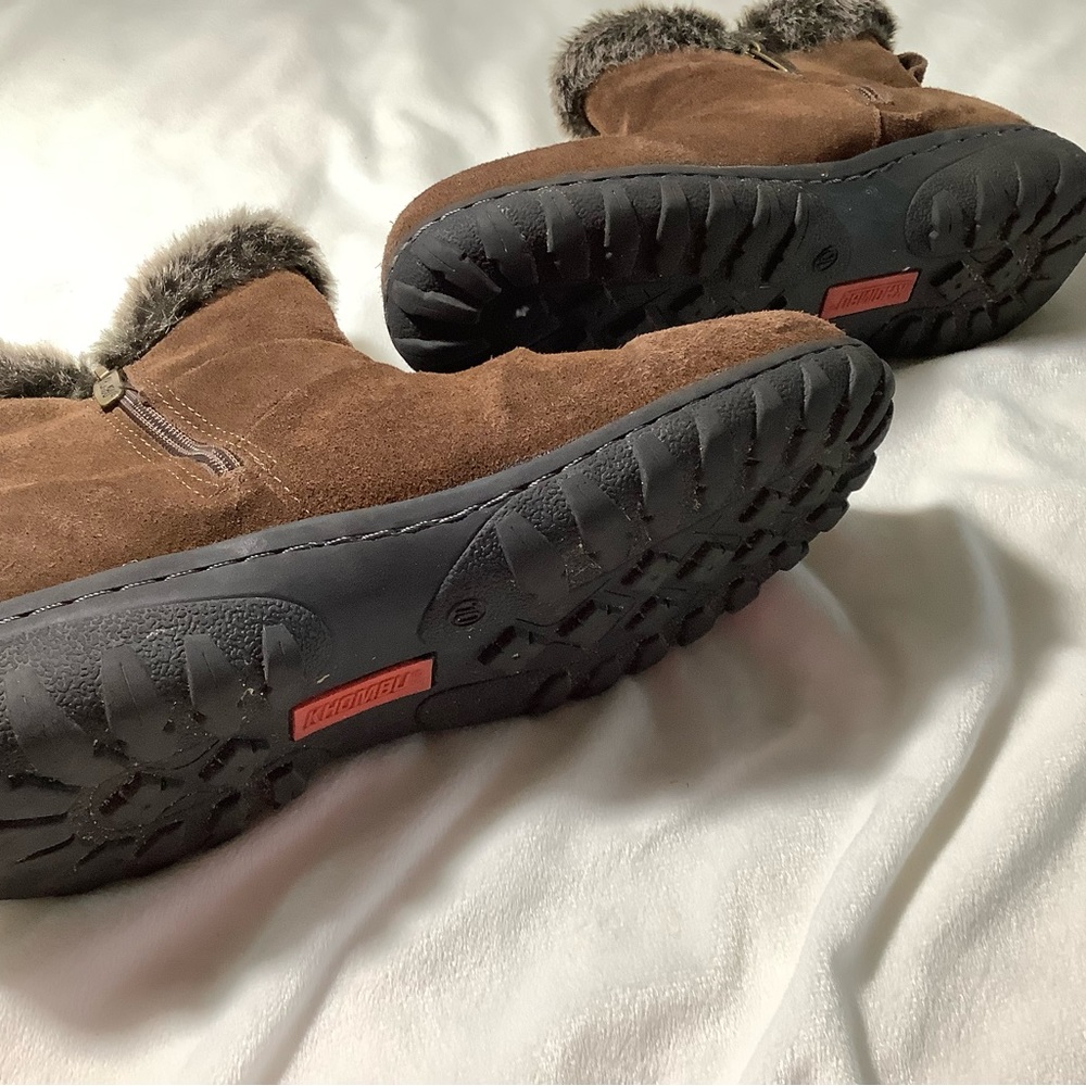 Khombu brown leather faux fur zip up boots size 10 - Picture 5 of 11